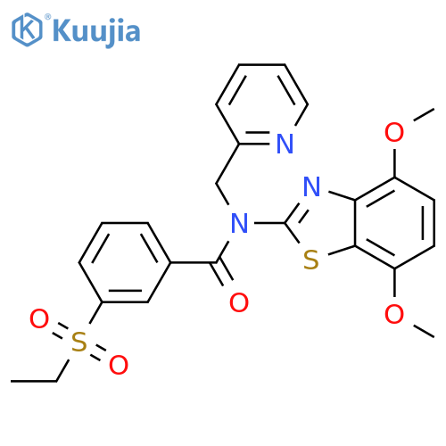N-(4,7-dimethoxy-1,3-benzothiazol-2-yl)-3-(ethanesulfonyl)-N-(pyridin-2-yl)methylbenzamide structure