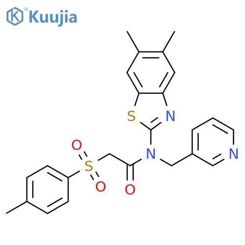 N-(5,6-dimethyl-1,3-benzothiazol-2-yl)-2-(4-methylbenzenesulfonyl)-N-(pyridin-3-yl)methylacetamide structure