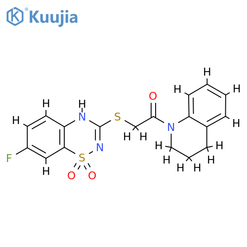 7-fluoro-3-{2-oxo-2-(1,2,3,4-tetrahydroquinolin-1-yl)ethylsulfanyl}-4H-1lambda6,2,4-benzothiadiazine-1,1-dione structure