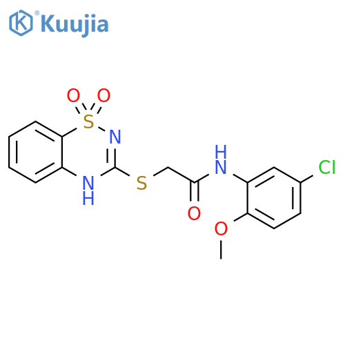 N-(5-chloro-2-methoxyphenyl)-2-(1,1-dioxo-4H-1lambda6,2,4-benzothiadiazin-3-yl)sulfanylacetamide structure