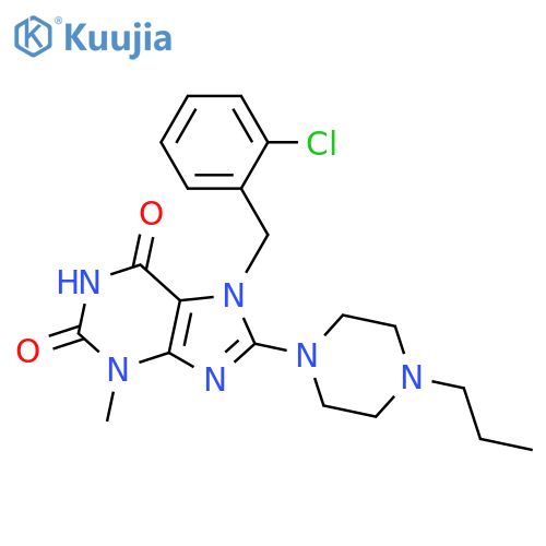 7-(2-chlorophenyl)methyl-3-methyl-8-(4-propylpiperazin-1-yl)-2,3,6,7-tetrahydro-1H-purine-2,6-dione structure