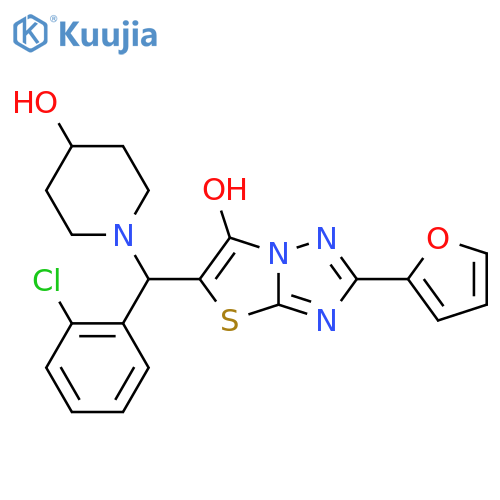 1-(2-chlorophenyl)2-(furan-2-yl)-6-hydroxy-1,2,4triazolo3,2-b1,3thiazol-5-ylmethylpiperidin-4-ol structure