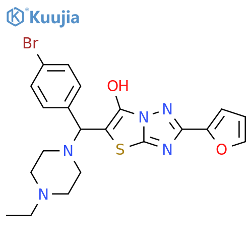 5-(4-bromophenyl)(4-ethylpiperazin-1-yl)methyl-2-(furan-2-yl)-1,2,4triazolo3,2-b1,3thiazol-6-ol structure
