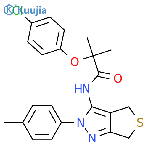 2-(4-chlorophenoxy)-2-methyl-N-2-(4-methylphenyl)-2H,4H,6H-thieno3,4-cpyrazol-3-ylpropanamide structure