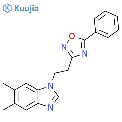 5,6-dimethyl-1-2-(5-phenyl-1,2,4-oxadiazol-3-yl)ethyl-1H-1,3-benzodiazole structure