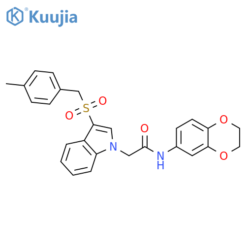 N-(2,3-dihydro-1,4-benzodioxin-6-yl)-2-{3-(4-methylphenyl)methanesulfonyl-1H-indol-1-yl}acetamide structure