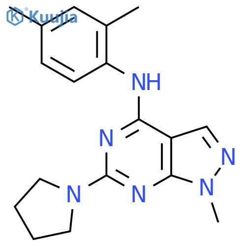N-(2,4-dimethylphenyl)-1-methyl-6-(pyrrolidin-1-yl)-1H-pyrazolo3,4-dpyrimidin-4-amine structure