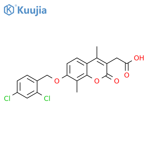 2-(7-((2,4-dichlorobenzyl)oxy)-4,8-dimethyl-2-oxo-2H-chromen-3-yl)acetic acid structure