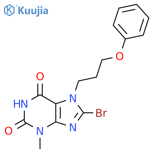 8-bromo-3-methyl-7-(3-phenoxypropyl)-2,3,6,7-tetrahydro-1H-purine-2,6-dione structure