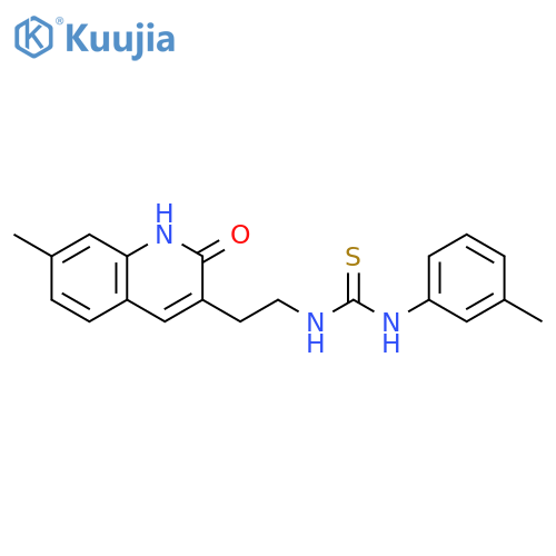 3-2-(7-methyl-2-oxo-1,2-dihydroquinolin-3-yl)ethyl-1-(3-methylphenyl)thiourea structure