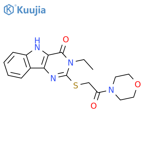 3-ethyl-2-{2-(morpholin-4-yl)-2-oxoethylsulfanyl}-3H,4H,5H-pyrimido5,4-bindol-4-one structure