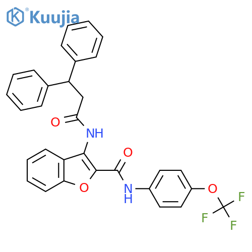 3-(3,3-diphenylpropanamido)-N-4-(trifluoromethoxy)phenyl-1-benzofuran-2-carboxamide structure