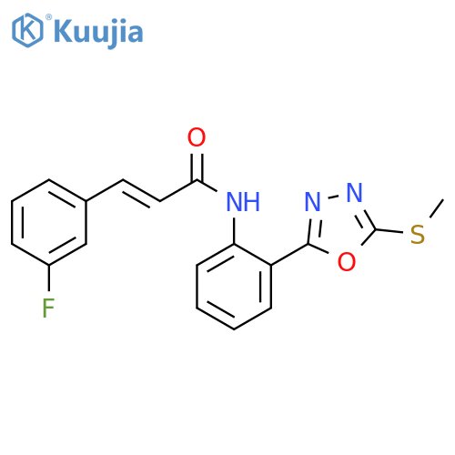 (2E)-3-(3-fluorophenyl)-N-{2-5-(methylsulfanyl)-1,3,4-oxadiazol-2-ylphenyl}prop-2-enamide structure