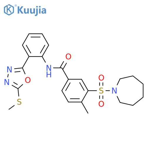 3-(azepane-1-sulfonyl)-4-methyl-N-{2-5-(methylsulfanyl)-1,3,4-oxadiazol-2-ylphenyl}benzamide structure