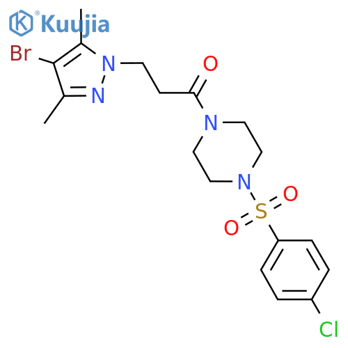3-(4-bromo-3,5-dimethyl-1H-pyrazol-1-yl)-1-4-(4-chlorobenzenesulfonyl)piperazin-1-ylpropan-1-one structure