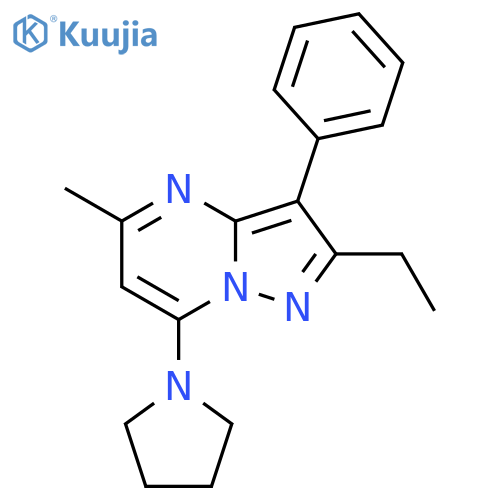 1-{2-ethyl-5-methyl-3-phenylpyrazolo1,5-apyrimidin-7-yl}pyrrolidine structure
