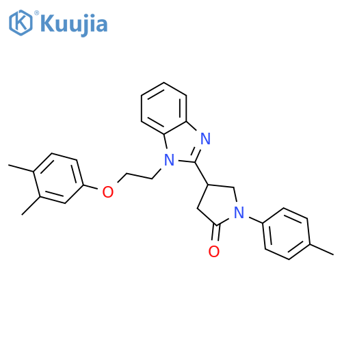 4-{1-2-(3,4-dimethylphenoxy)ethyl-1H-1,3-benzodiazol-2-yl}-1-(4-methylphenyl)pyrrolidin-2-one structure