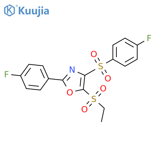 5-ethylsulfonyl-2-(4-fluorophenyl)-4-(4-fluorophenyl)sulfonyl-1,3-oxazole structure
