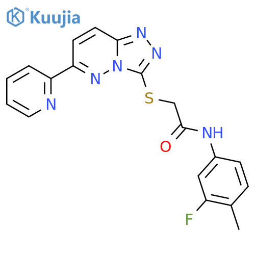 N-(3-fluoro-4-methylphenyl)-2-{6-(pyridin-2-yl)-1,2,4triazolo4,3-bpyridazin-3-ylsulfanyl}acetamide structure