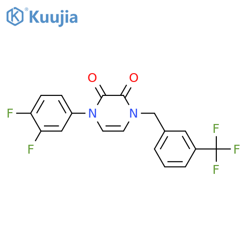 1-(3,4-difluorophenyl)-4-{3-(trifluoromethyl)phenylmethyl}-1,2,3,4-tetrahydropyrazine-2,3-dione structure