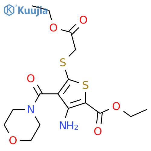 ethyl 3-amino-5-(2-ethoxy-2-oxoethyl)sulfanyl-4-(morpholine-4-carbonyl)thiophene-2-carboxylate structure