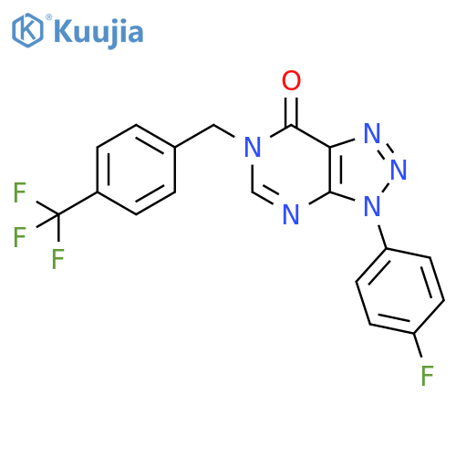 3-(4-fluorophenyl)-6-{4-(trifluoromethyl)phenylmethyl}-3H,6H,7H-1,2,3triazolo4,5-dpyrimidin-7-one structure