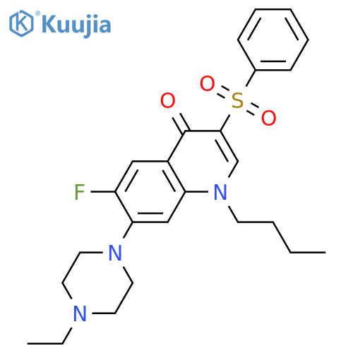3-(benzenesulfonyl)-1-butyl-7-(4-ethylpiperazin-1-yl)-6-fluoro-1,4-dihydroquinolin-4-one structure