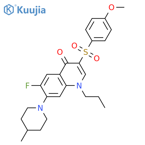 6-fluoro-3-(4-methoxybenzenesulfonyl)-7-(4-methylpiperidin-1-yl)-1-propyl-1,4-dihydroquinolin-4-one structure