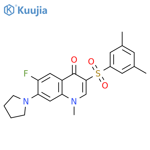 3-(3,5-dimethylbenzenesulfonyl)-6-fluoro-1-methyl-7-(pyrrolidin-1-yl)-1,4-dihydroquinolin-4-one structure