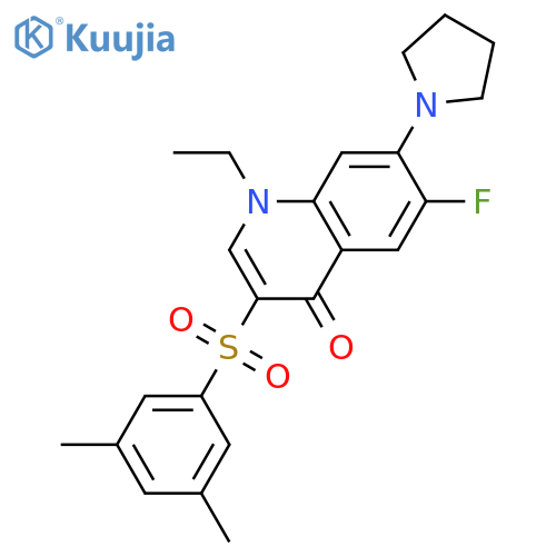 3-(3,5-dimethylbenzenesulfonyl)-1-ethyl-6-fluoro-7-(pyrrolidin-1-yl)-1,4-dihydroquinolin-4-one structure