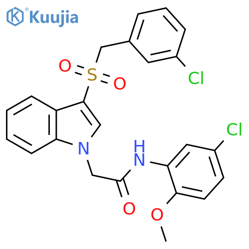 N-(5-chloro-2-methoxyphenyl)-2-{3-(3-chlorophenyl)methanesulfonyl-1H-indol-1-yl}acetamide structure