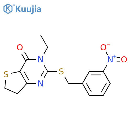 3-ethyl-2-{(3-nitrophenyl)methylsulfanyl}-3H,4H,6H,7H-thieno3,2-dpyrimidin-4-one structure