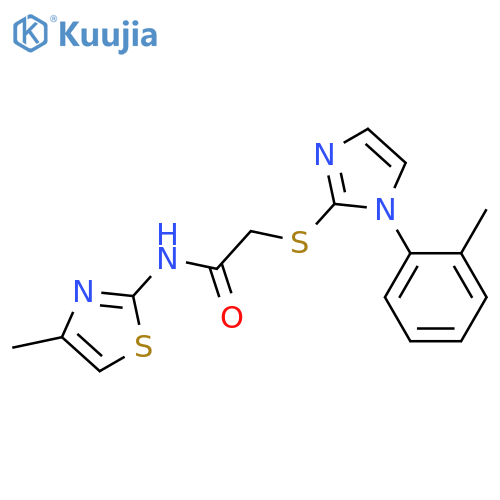 N-(4-methyl-1,3-thiazol-2-yl)-2-{1-(2-methylphenyl)-1H-imidazol-2-ylsulfanyl}acetamide structure
