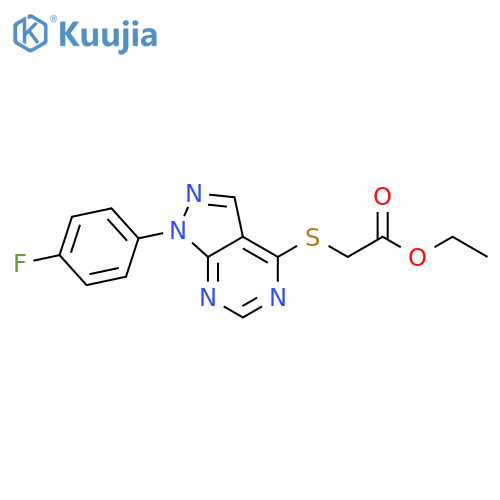 ethyl 2-{1-(4-fluorophenyl)-1H-pyrazolo3,4-dpyrimidin-4-ylsulfanyl}acetate structure