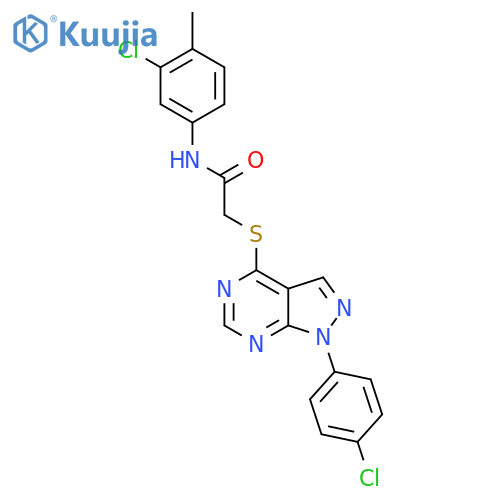 N-(3-chloro-4-methylphenyl)-2-{1-(4-chlorophenyl)-1H-pyrazolo3,4-dpyrimidin-4-ylsulfanyl}acetamide structure