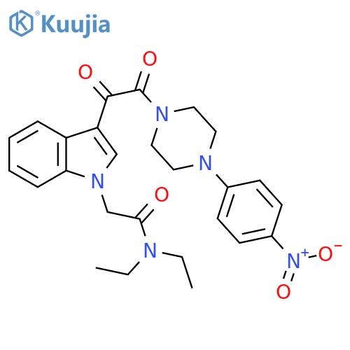 N,N-diethyl-2-(3-{2-4-(4-nitrophenyl)piperazin-1-yl-2-oxoacetyl}-1H-indol-1-yl)acetamide structure