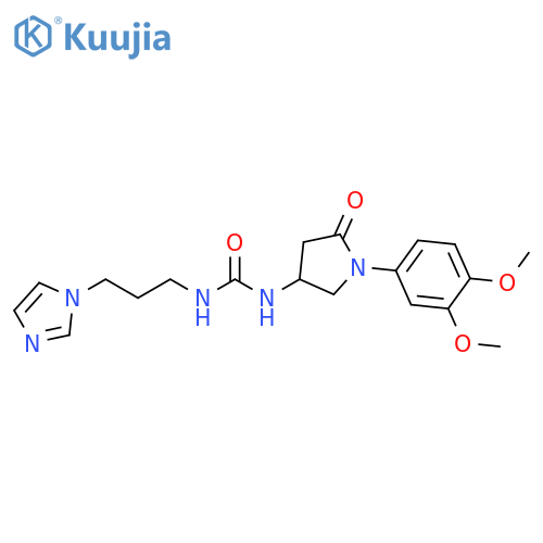 3-1-(3,4-dimethoxyphenyl)-5-oxopyrrolidin-3-yl-1-3-(1H-imidazol-1-yl)propylurea structure