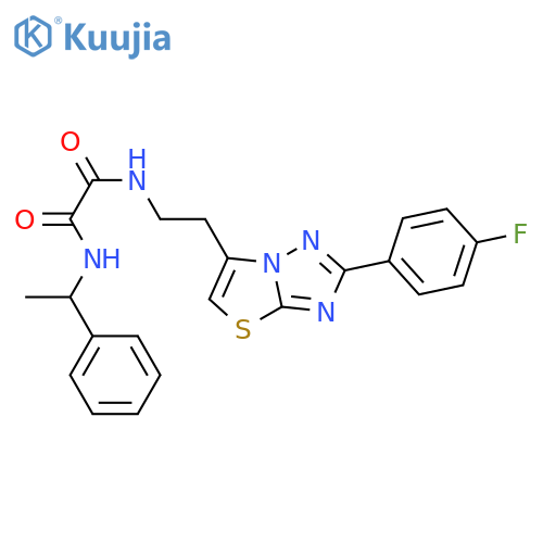 N-{2-2-(4-fluorophenyl)-1,2,4triazolo3,2-b1,3thiazol-6-ylethyl}-N'-(1-phenylethyl)ethanediamide structure