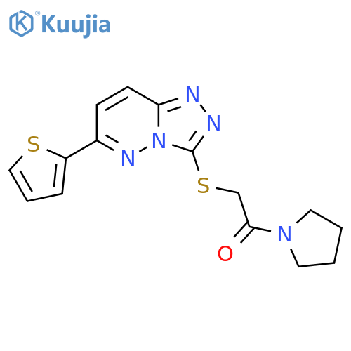 1-(pyrrolidin-1-yl)-2-{6-(thiophen-2-yl)-1,2,4triazolo4,3-bpyridazin-3-ylsulfanyl}ethan-1-one structure