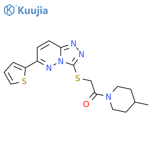 1-(4-methylpiperidin-1-yl)-2-{6-(thiophen-2-yl)-1,2,4triazolo4,3-bpyridazin-3-ylsulfanyl}ethan-1-one structure