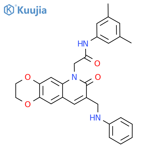 N-(3,5-dimethylphenyl)-2-{7-oxo-8-(phenylamino)methyl-2H,3H,6H,7H-1,4dioxino2,3-gquinolin-6-yl}acetamide structure