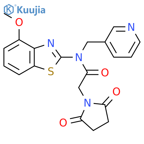 2-(2,5-dioxopyrrolidin-1-yl)-N-(4-methoxy-1,3-benzothiazol-2-yl)-N-(pyridin-3-yl)methylacetamide structure