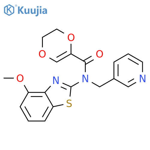 N-(4-methoxy-1,3-benzothiazol-2-yl)-N-(pyridin-3-yl)methyl-5,6-dihydro-1,4-dioxine-2-carboxamide structure