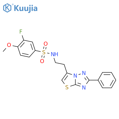 3-fluoro-4-methoxy-N-(2-{2-phenyl-1,2,4triazolo3,2-b1,3thiazol-6-yl}ethyl)benzene-1-sulfonamide structure