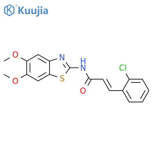 (2E)-3-(2-chlorophenyl)-N-(5,6-dimethoxy-1,3-benzothiazol-2-yl)prop-2-enamide structure