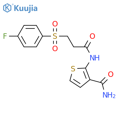 2-3-(4-fluorobenzenesulfonyl)propanamidothiophene-3-carboxamide structure