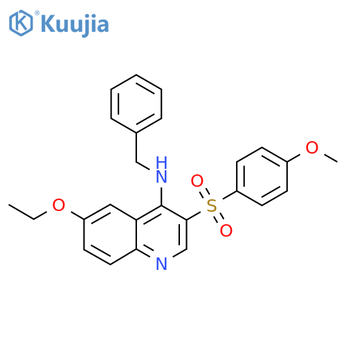 N-benzyl-6-ethoxy-3-(4-methoxybenzenesulfonyl)quinolin-4-amine structure