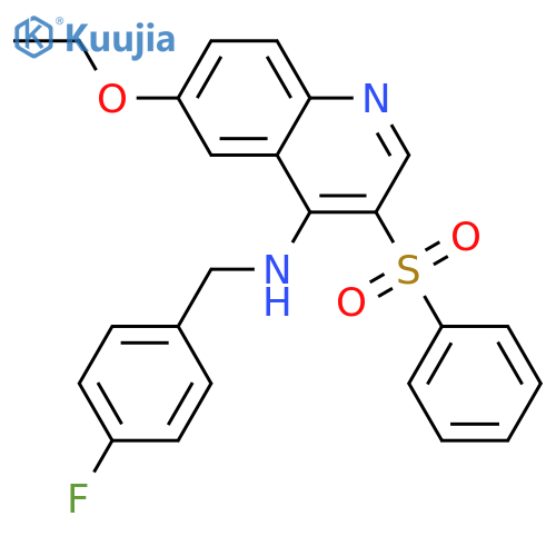 3-(benzenesulfonyl)-6-ethoxy-N-(4-fluorophenyl)methylquinolin-4-amine structure