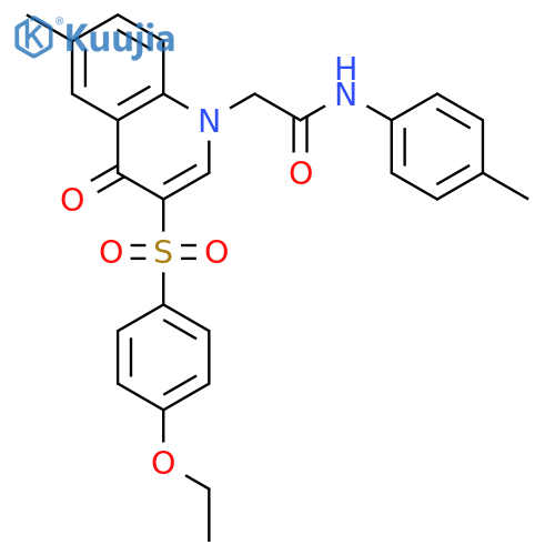 2-3-(4-ethoxybenzenesulfonyl)-6-methyl-4-oxo-1,4-dihydroquinolin-1-yl-N-(4-methylphenyl)acetamide structure