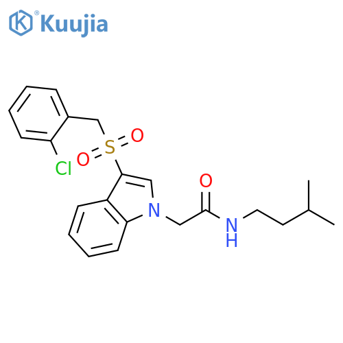 2-{3-(2-chlorophenyl)methanesulfonyl-1H-indol-1-yl}-N-(3-methylbutyl)acetamide structure
